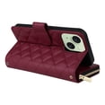 thumbnail image 5 of Compatible for iPhone 13 Wallet Case, Crossbody Strap PU Leather Folio Phone Cover, Zipper Handbag Purse with Card Holder Lanyard Flip Stand for iPhone 13, Winered, 5 of 10