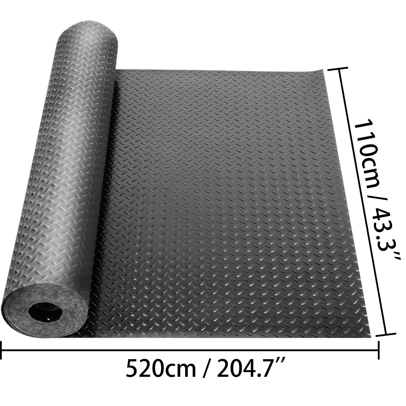 KFFKFF Garage Floor Mats 2 Rolls 17 x 3.6 ft Garage Mat 2.5mm Thickness Black Garage Flooring PVC Garage Mats for Under Car