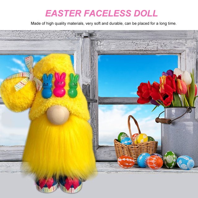 Pascua lindo peluche muñeca sin rostro conejo elfo conejito gnomo fiesta Favor (amarillo) Ndcxsfigh Nuevos Originales