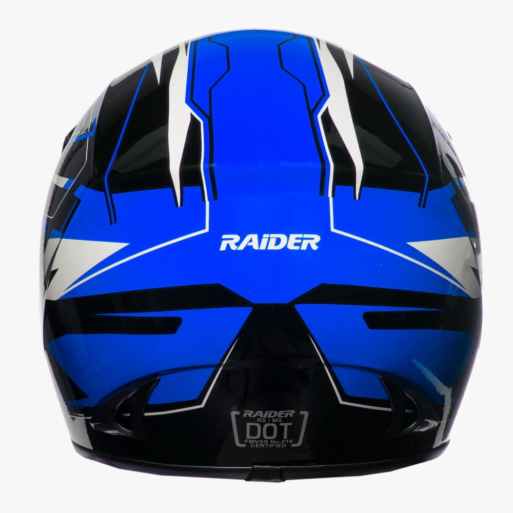 Raider Motocross RX1 ATV Off-Road Open Face Helmet DOT Approved - Blue - Small