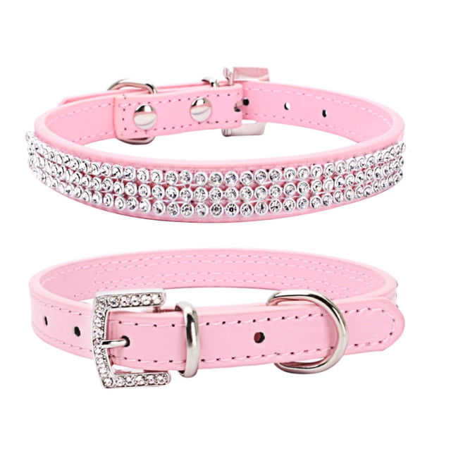 Collar para mascotas con brillantes diamantes de imitación, collar plano de malla con diamantes, cadena de PU para perros, suministros para mascotas con forma de baya