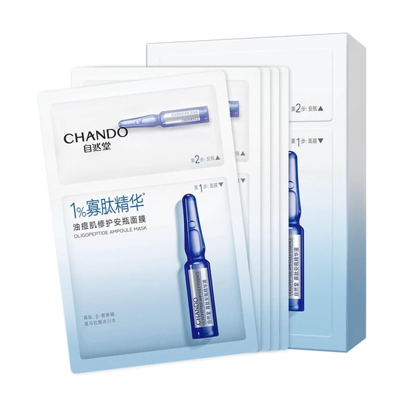 CHANDO HIMALAYA Mascarilla de ampolla de control de aceite de oligopéptido de 2 pasos (1,5 ml+33 mlx5 PCS) - Mascarilla calmante y reparadora para pieles propensas al acné Sin parabenos Sin alcohol