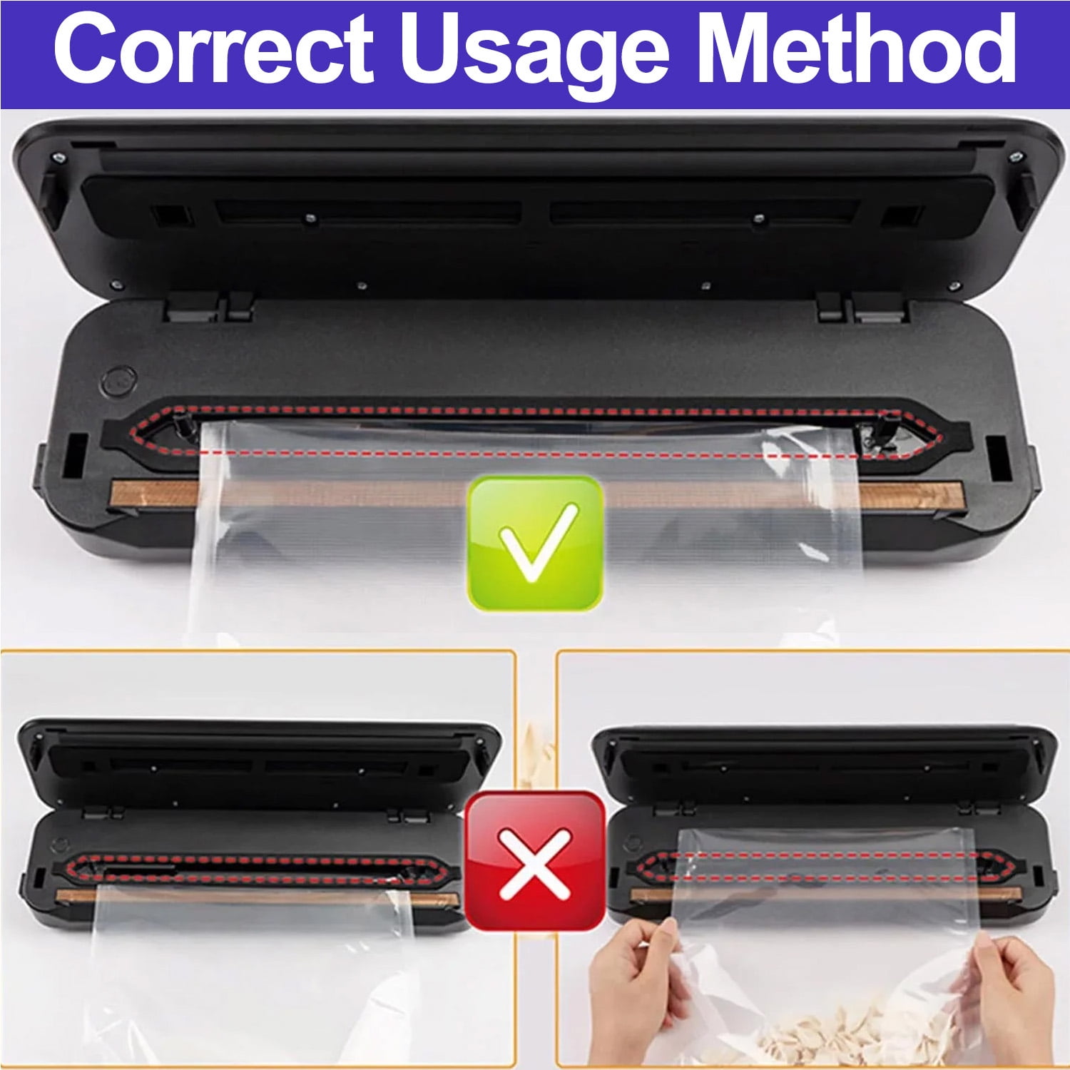 Food Vacuum Sealer Machine with 2 Rolls Food Vacuum Sealer Bags, Food Storage Saver Dry & Moist Food Modes, Led Indicator Lights, Easy to Clean, Compact Design