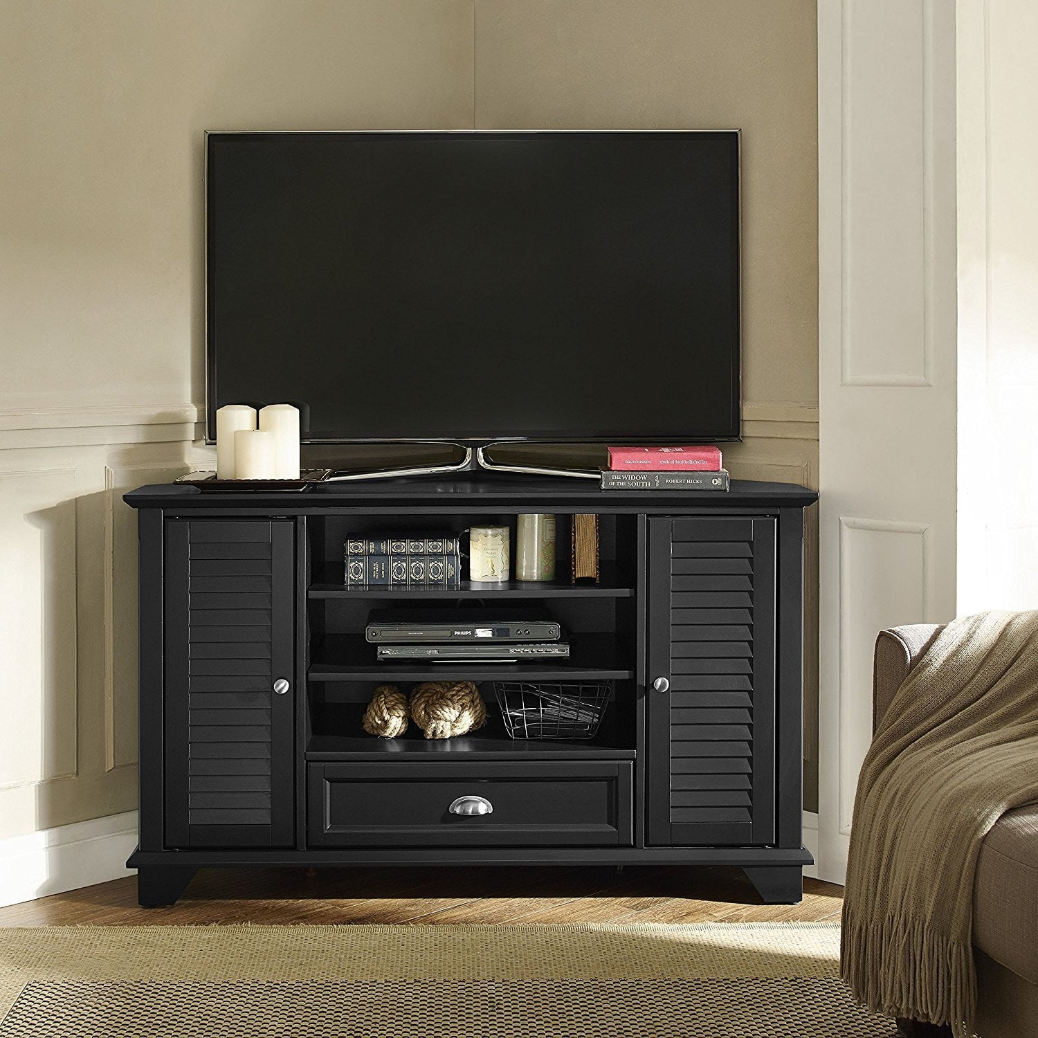 Crosley Furniture Palmetto 50 Inch Corner Tv Stand Black Com