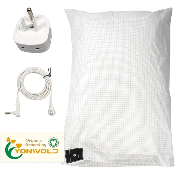Grounding Pillow Case 10% Silver Fiber Organic Yonwold (20X30 Inch) With Adapter