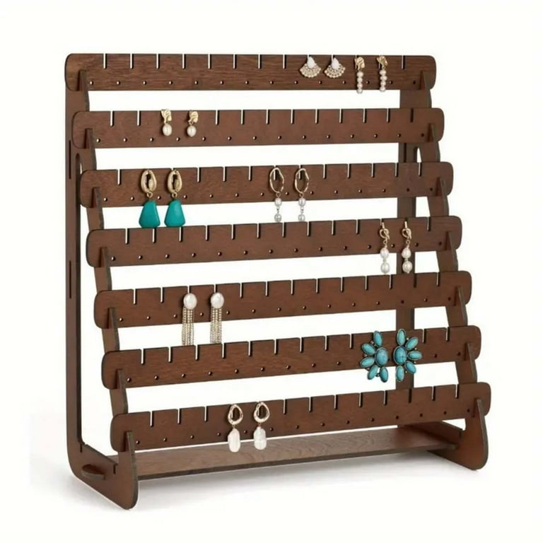 NAZISHW Earring Display Wood Earring Stand Organizer Stud Earrings Tower Jewelry Organizer Holder For Stud Hook Earrings Organizer Rack Walmart
