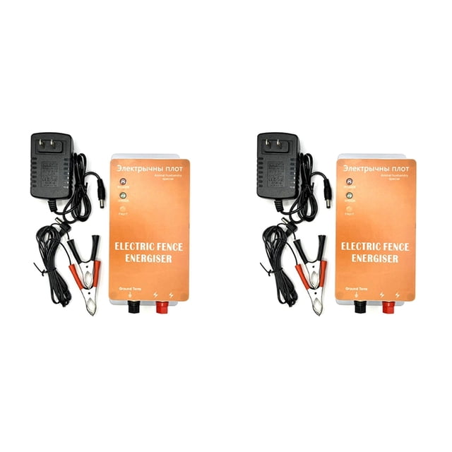 2X Electric Fence Solar Energiser Charger Controller Horse Cattle Poultry Farm Animal Fence Alarm US Plug