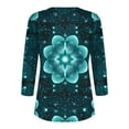 thumbnail image 5 of CYMMPU Women's Business Work Blouses Trendy Tunic Tops Floral Print 3/4 Length Sleeve Shirts V-Neck Summer Fall Basic Tees Casual 2025 Clothes Green S, 5 of 5