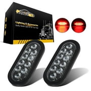 Partsam 2Pcs 6 Inch Oval Red Led Trailer Tail Lights 10 Diodes Clear Lens 12V Sealed for RV Trucks