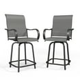 thumbnail image 2 of MRUAKA Patio Swivel Bar Stools Chair of 2, Outdoor Bar Height Set, All Weather High Back and Armrest Patio Stools & Bar Chairs for Backyard, Lawn Garden, Balcony and Pool, Dark Gray, 2 of 7