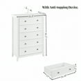 thumbnail image 2 of Llinc Store 44.3" Tall Modern 5 Drawers Dresser Freestanding 15" Depth Drawers Cabinet, Chest of Drawers Closet Organizers for Living Room, Bedroom, White, 2 of 7