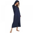 thumbnail image 7 of Women Long House Coat Zipper Front Robes Full Length Nightgowns with Pockets Hooded Loungewear, 7 of 7