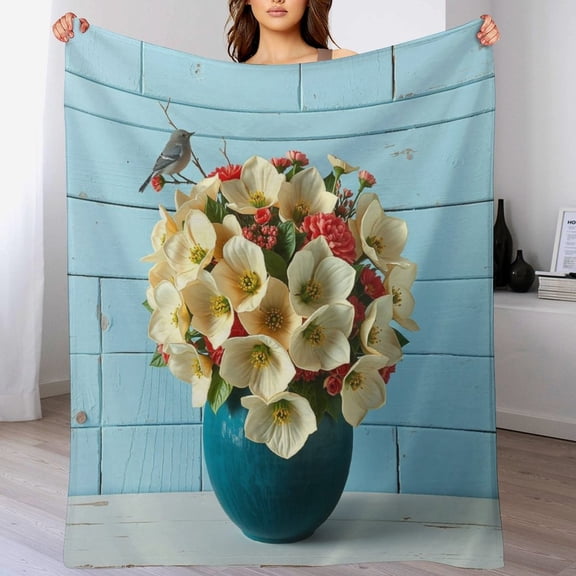 GXFC Vase flowers bird, winter sofa dormitory home decoration, must-have travel product. Size is 30x40 inches.