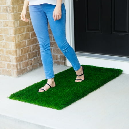 large grass door mat rug with smartdrain technology stain