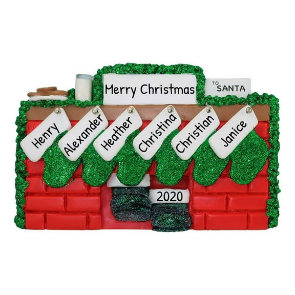 Personalized Family of 6 Christmas Tree Ornament 2024 - Custom Christmas Stockings Ornament Keepsake
