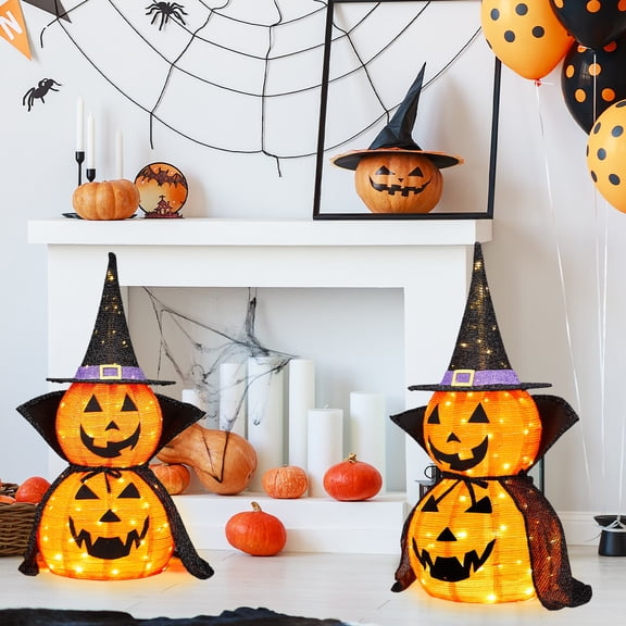UBesGoo 3 FT Pumpkins Lighted Halloween Decoration for Halloween Party Outdoor, Yard, Garden, Lawn Decorations,2Pcs