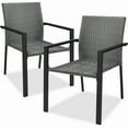 thumbnail image 2 of Best Choice Products Set of 2 Wicker Chairs, Stackable Outdoor Dining Furniture w/ Armrests - Gray, 2 of 8