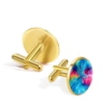 thumbnail image 3 of Tie Dye Men's Cufflinks Set for Dress Shirts, Made of Stainless Steel, for Business and Formal Occasions, 3 of 6