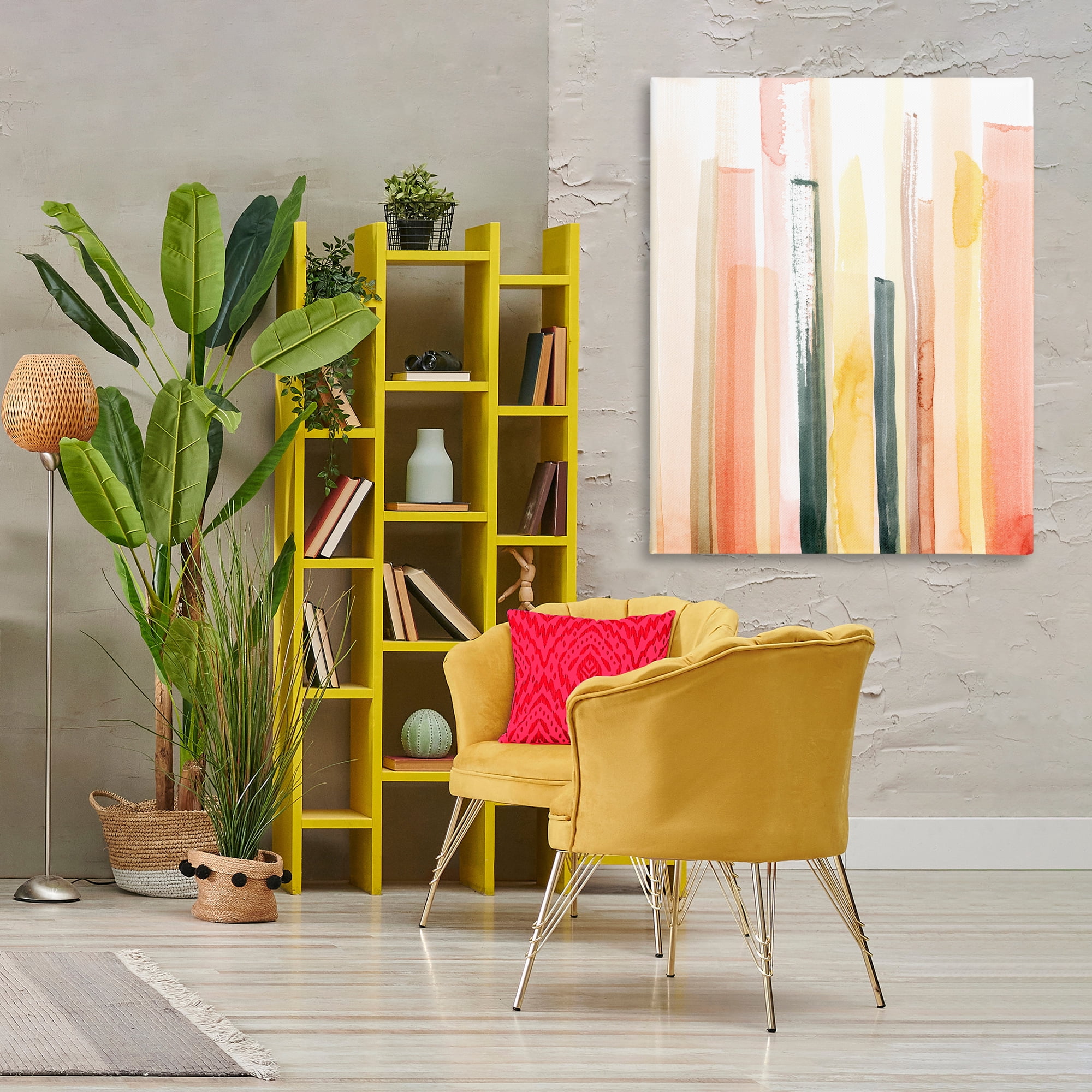 Stupell Industries Coral Reach Watercolor Abstract Painting Gallery Wrapped Canvas Art Print Wall Art, 36 x 48