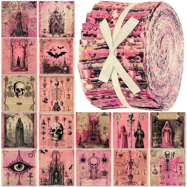 Rollo de Tela Ganeen Rosa para Halloween para Patchwork 6,5x51 cm