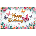 thumbnail image 6 of Floral Design Happy Birthday Banner Colorful Butterflies Birthday Decor for Birthday Celebration Kids Party Garden Theme, 6 of 8