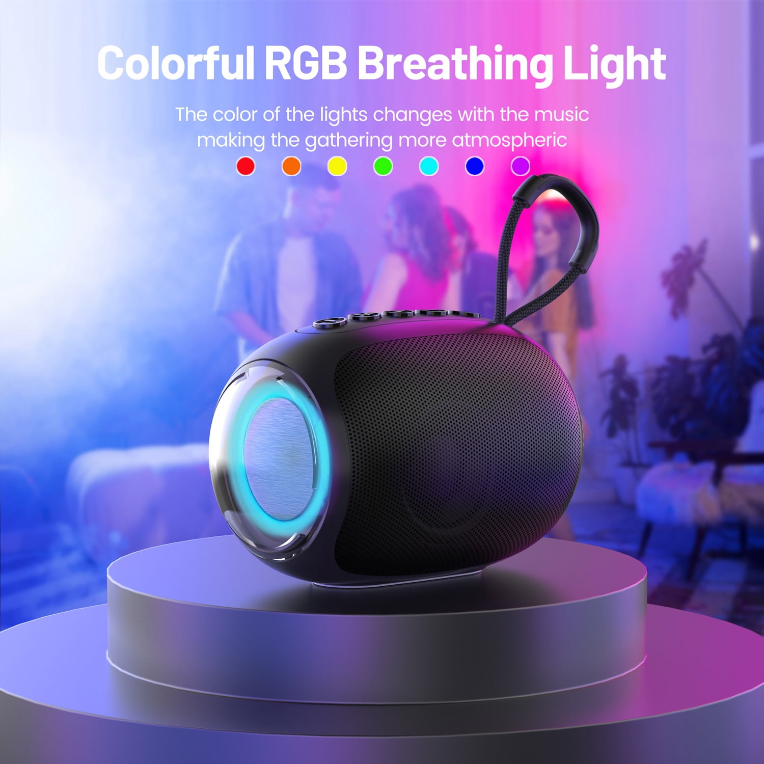 JIUMESS Small Bluetooth Speaker with Light, Mini Wireless Portable Speaker