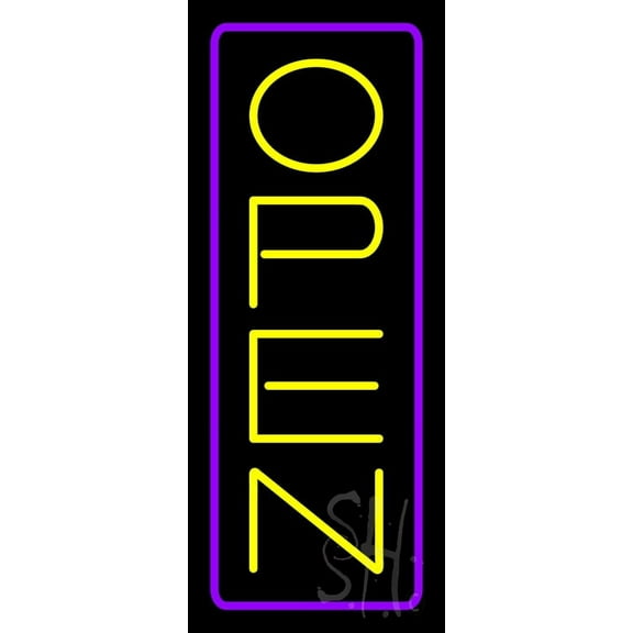 Open - Vertical White Letters with Purple Border LED Neon Sign 13 x 32 ...
