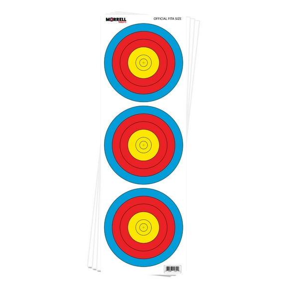 Morrell FITA Recurve Bullseye Paper Face Shooting Targets, 17x17-in., 100 Count