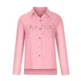 thumbnail image 4 of Pincandy Linen Shirts for Women Summer Long Sleeve Lapel Button Down Shirt Lightweight Gauze Tops Loose Casual Blouses Clothes, 4 of 7
