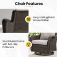 thumbnail image 4 of Planntonneo Wicker Patio Chairs Set of 2, Outdoor High Back Swivel Glider Rocking Chairs with 5'' Thick Beige Cushions for Porch Balcony Backyard, 4 of 7