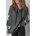 thumbnail image 3 of Y2K Retro Style Star Patchwork Hoodie for Women, Carbon Grey Mineral Wash Long Sleeve Pullover | L, 3 of 12