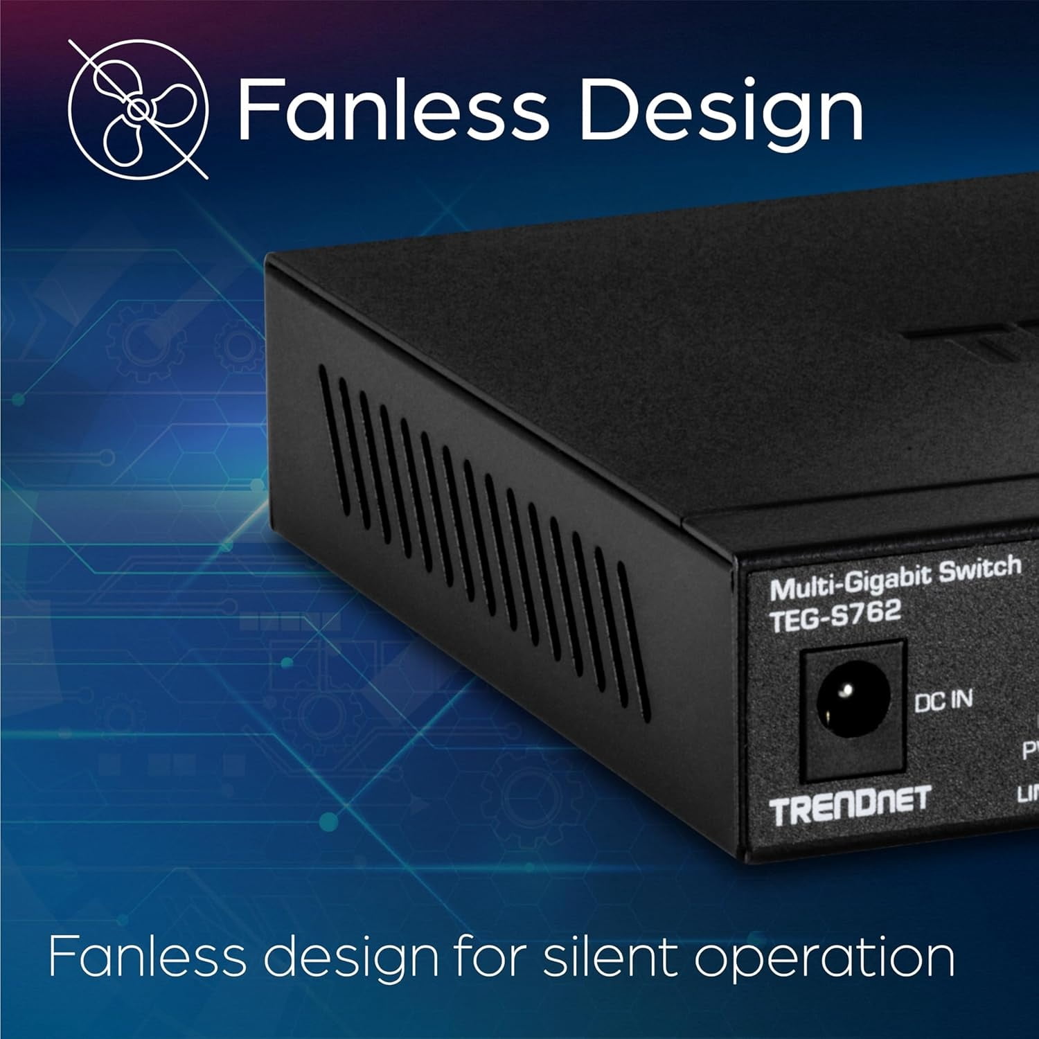 TRENDnet TEG-S762 6-Port Multi-Gig Network Switch with 2.5 G and 10 G for RJ45 Ports, Black