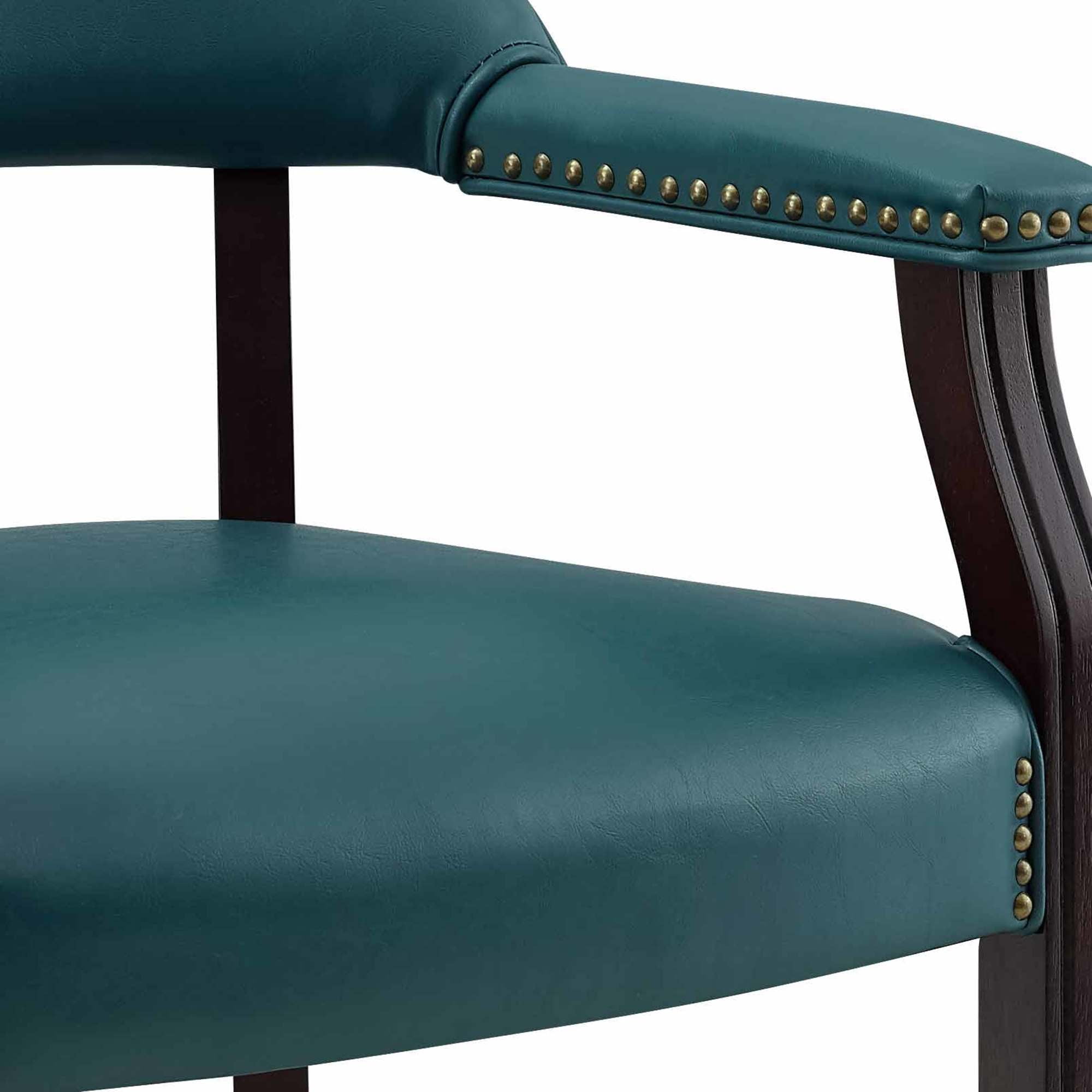 Steve Silver Tournament Faux Leather Dining Chairs with Arms, Teal
