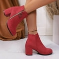thumbnail image 2 of Womens Suede Ankle Boots Trendy Zipper Block Heel Fall Booties Casual Business Dressy Work Boots, 2 of 6