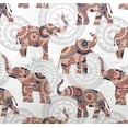 thumbnail image 5 of Serafina Home Boho Elephant Shower Curtain: Fun and Elegant Red Coral Blush Grey Green White Design with Pom Pom Side Fringe, 5 of 8