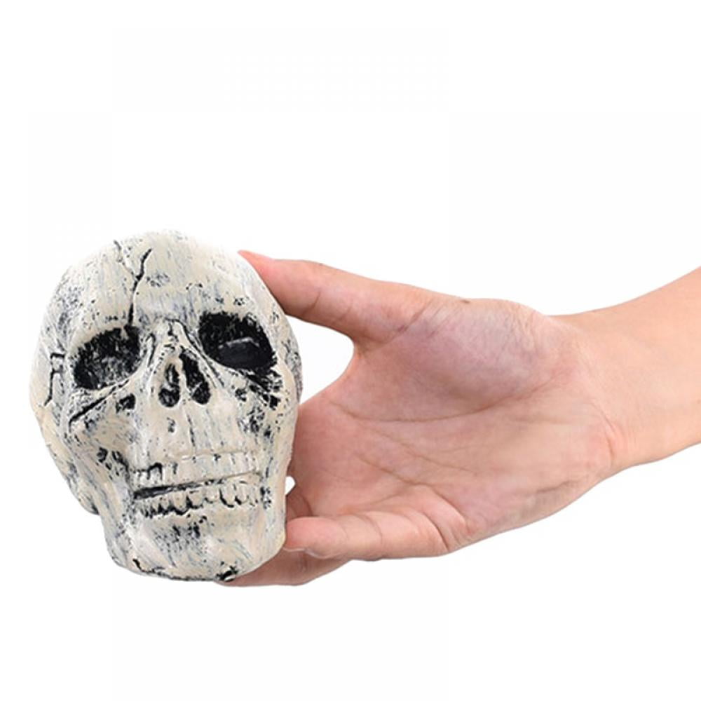 2" Human Skull Statue Natural Gemstone Hematite Carved Figurine Halloween Decor 