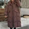 thumbnail image 3 of TKLPEHG Women Jacket Winter Thickened Long Down Jacket Parka Warm Overcoat Hooded Puffer Jacket Outerwear with Pockets (Coffee,L), 3 of 9
