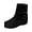 Black, variant on Women's Suede Ankle Boots, Low Stacked Heel Slip On Booties, Comfortable Fall Winter Boots with Buckle Detail for Casual Dress