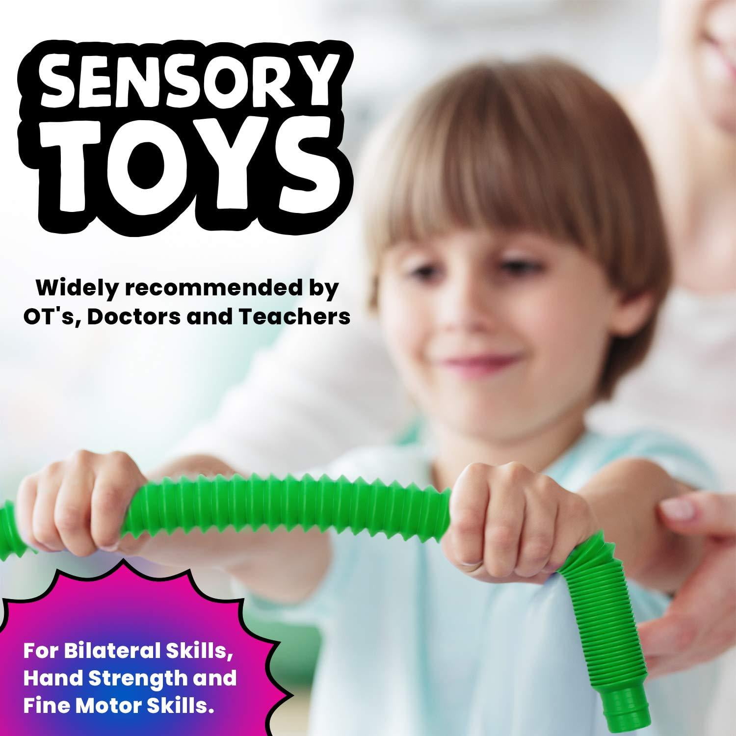 Fine Motor Skills Toys BunMo Pop Tubes Sensory Toys Fidget Toys for Sensory Kids and Toddler Learning Toys Ages 2-4 