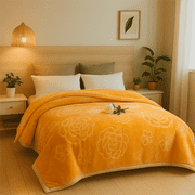 DBOZE King Size 2-Ply Faux Mink Fleece Blanket, Heavy Reversible Plush Raschel Bed Blanket, 85x95, Silky Soft, Gold