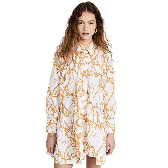 Ganni Women's Printed Poplin Mini Shirt Dress, 8