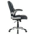 thumbnail image 5 of Lorell Soho Flip Armrest Mid-back Leather Chair Black Bonded Leather Seat - Black Bonded Leather Back - 5-star Base - 28.1" Length x 25.6" Width - 42.5" Height - 1 Each, 5 of 7