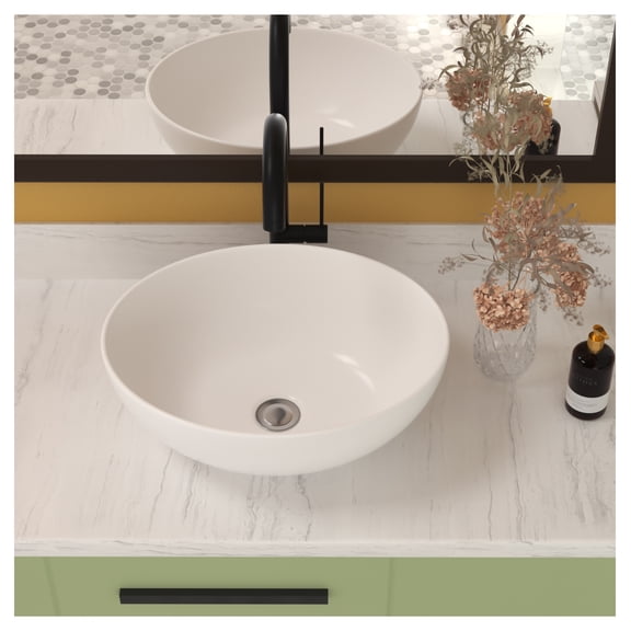 16x13 Inch White Ceramic Oval Vessel Bathroom Sink