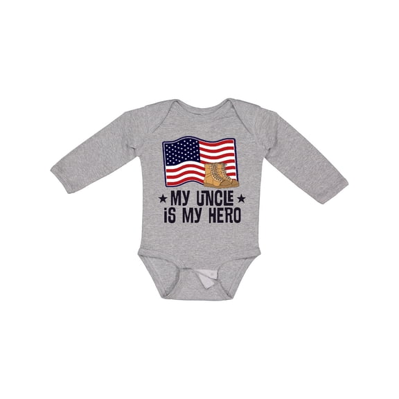 Inktastic My Uncle is My Hero Military Nephew Boys or Girls Long Sleeve Baby Bodysuit