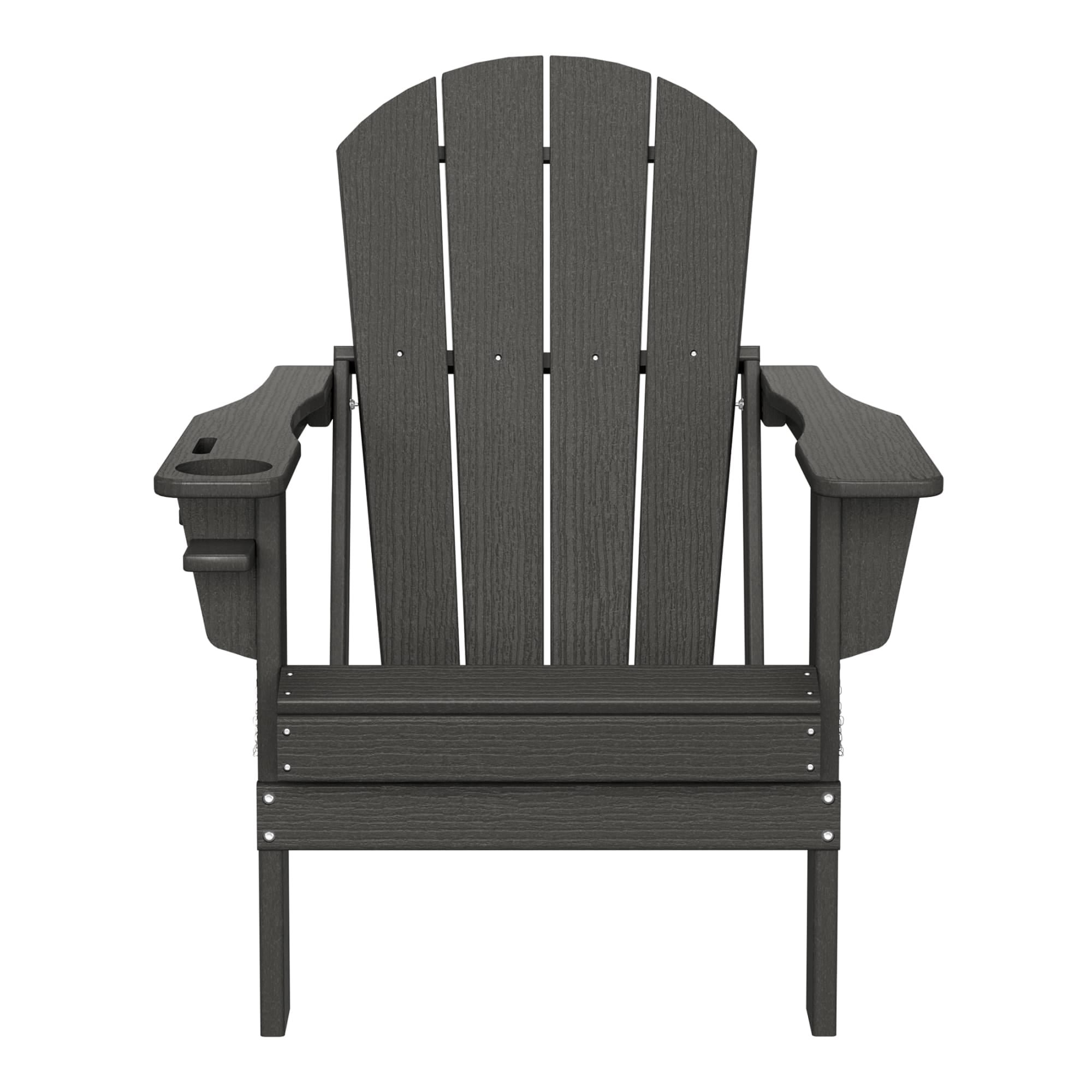 WestinTrends Nantucket Outdoor Patio HDPE Resin Folding Adirondack Chairs With Cup Holder and Phone Holder (Set of Two), Gray