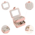 thumbnail image 3 of REGALWOVEN 2 Layer Accessory Box with Mirror, PU Leather Accessory Organizer Case Storage Display Holder Pink, 3 of 7