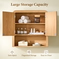 thumbnail image 4 of Aitjunz 23" W Bathroom Wall Storage Cabinet, Wood Medicine Cabinet with Doors and Adjustable Shelf, Over the Toilet Storage Cabinet for Bathroom, Laundry Room and Kitchen, Natura, 4 of 8