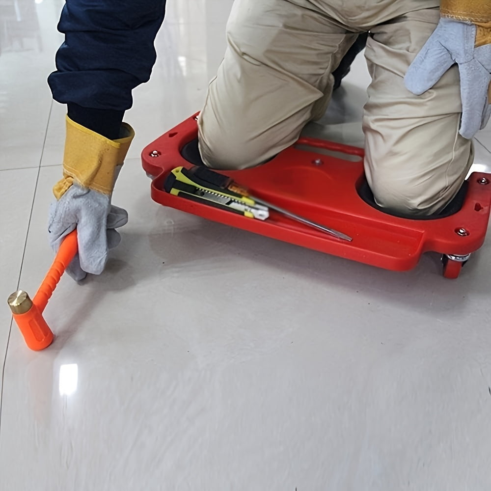 1 Pcs Rolling ABS Plastic Ergonomic Kneeling Pad Creeper With 5 Swivel Castors, Built-In Tool Tray And Comfortable Cushion For Carpenters