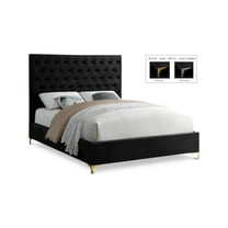 Meridian Furniture Cruz Solid Wood Tufted Velvet Full Bed in Black