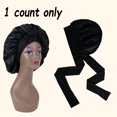 thumbnail image 1 of Breathable Shower Cap for Sleeping Adjustable Strap Hair Protector Natural Hair & Wigs Soft Single-Layer Night Bath Cap 1PC Black M, 1 of 6